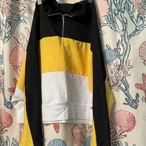 black/yellow/white cropped sweatshirt